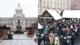 Společnost Taiko zrušila letošní vánoční trhy na Václavském náměstí. Některé stánky byly ještě ve středu 2. prosince otevřené.