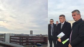 Premiér Andrej Babiš si prohlédl budovy v Malešicích, v nichž sídlí Česká pošta. Mohla by zde vyrůst úřednická čtvrť.