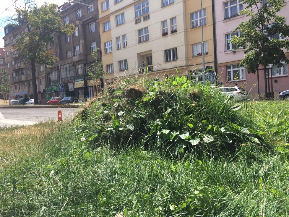 Křížek z hroudy zmizel, ale hromada zůstává. Podle mluvčí pražského Dopravního podniku bude zlikvidovaná ve čtvrtek.