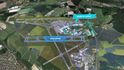 Mapa plánovaného rozvoje pražské letiště Václava Havla včetně nové paralelní dráhy. Její stavba by podle dřívějších plánů měla začít v roce 2025.
