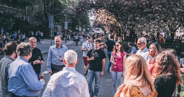 Studenti slavili japonský svátek jara Hanami. Ulice Technická byla plná studentů.