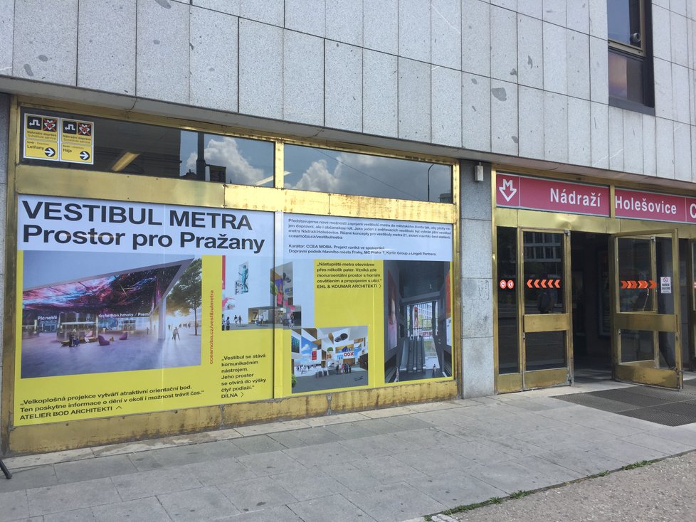 Výstava návrhů možného vestibulu metra ve stanici Nádraží Holešovice