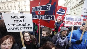 Pražský protest proti norské sociálce Barnevernet (16. 1. 2016)