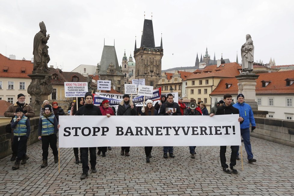 Pražský protest proti norské sociálce Barnevernet (16. 1. 2016)