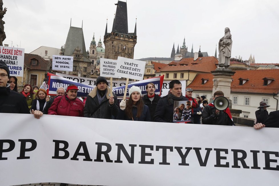 Pražský protest proti norské sociálce Barnevernet (16. 1. 2016)