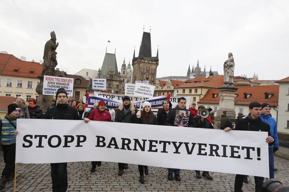 Pražský protest proti norské sociálce Barnevernet (16. 1. 2016)