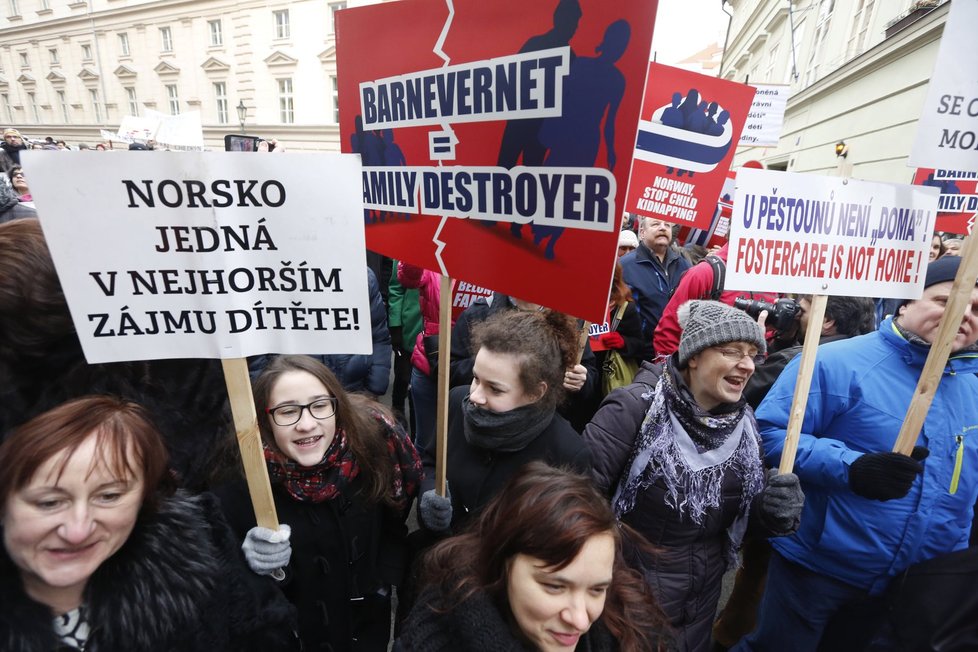 Pražský protest proti norské sociálce Barnevernet (16. 1. 2016)