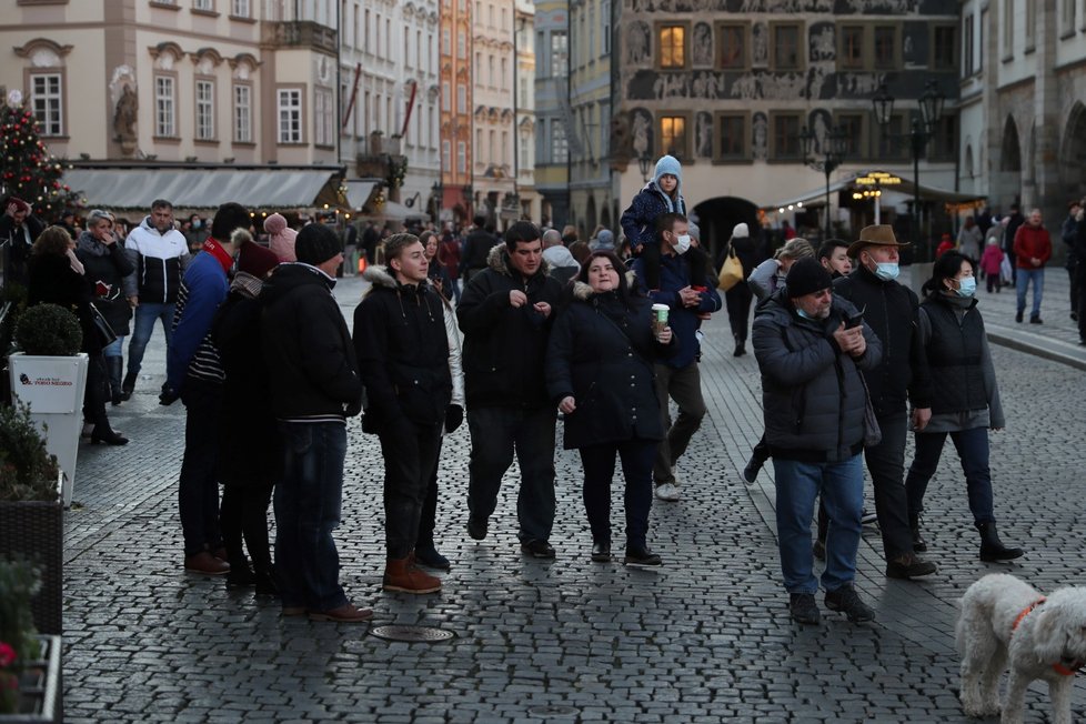 Silvestr 2020 na Staroměstském náměstí v Praze.