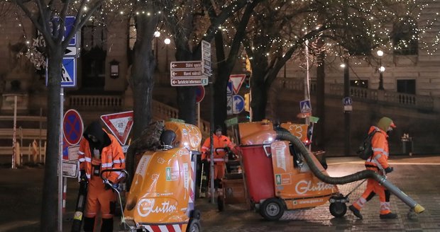 Úklid po silvestru, Praha, 1. ledna 2026.
