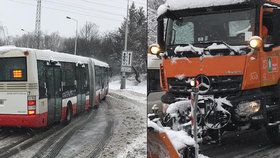 Praha se potýká s velkým množstvím sněhu. Autobusy stojí, řidiči bourají a vlaky nejezdí.