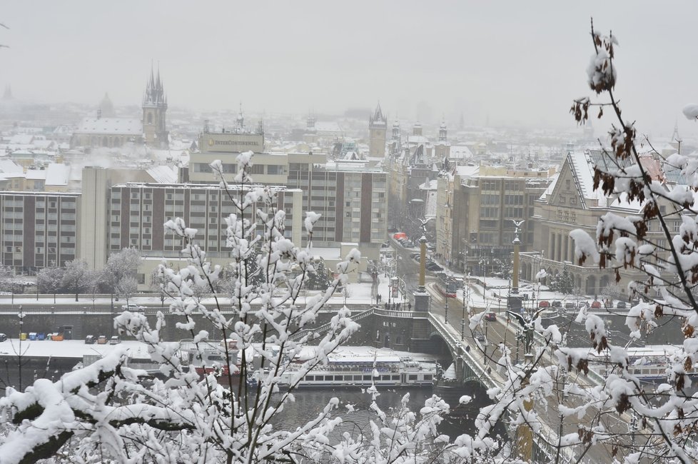 V Praze napadl sníh (3.2.2019)