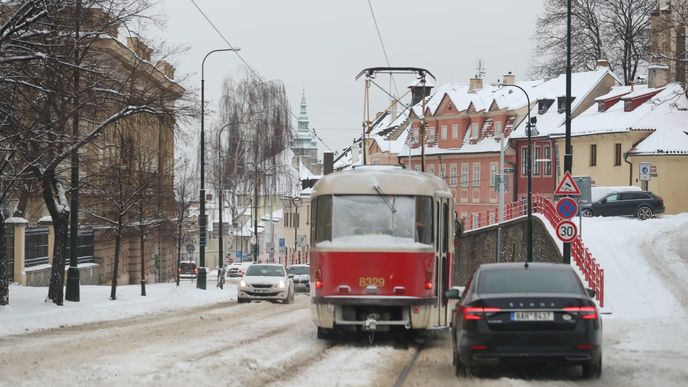 Sníh zasypal Prahu, 8. února 2021.