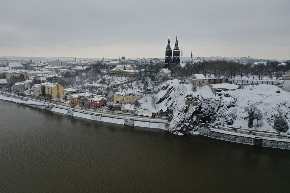 Zasněžený Vyšehrad.