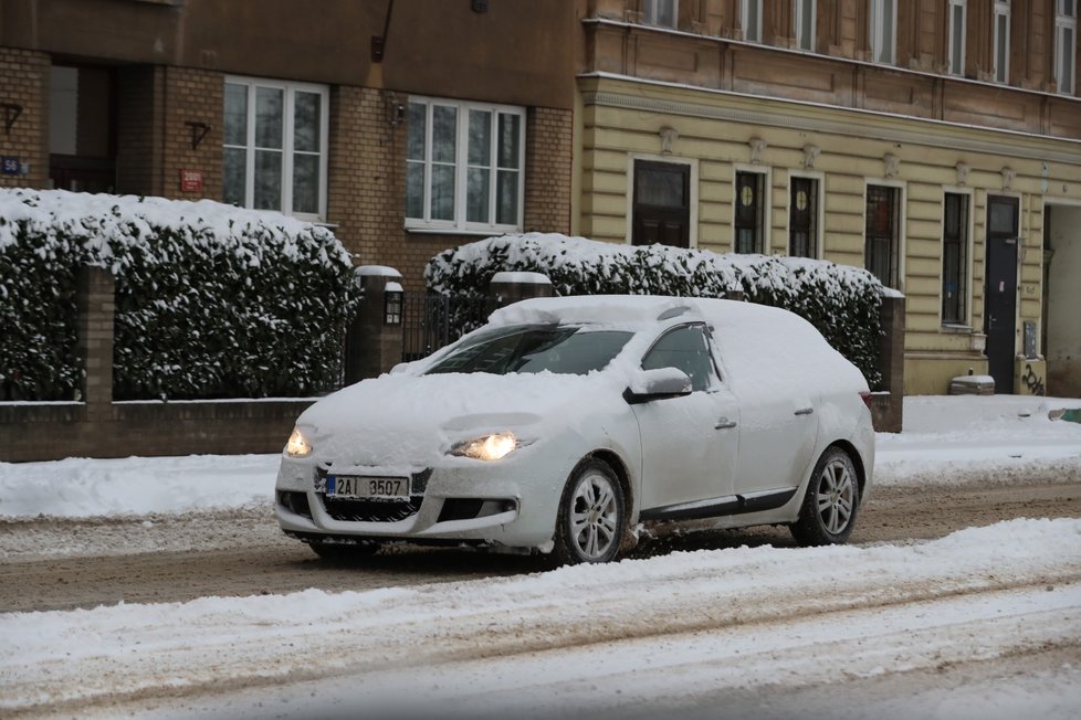 Sníh v Praze, 8. února 2021.