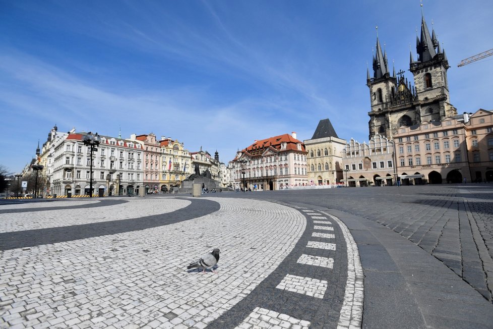 Historické centrum Prahy 16. března 2020.