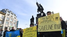 Demonstrace na Václavském náměstí, 24. února 2022.