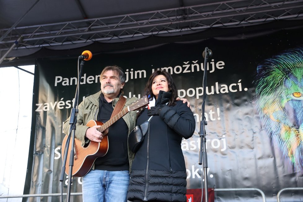 Na Václavském náměstí v Praze se konala 31. 1. 2021 demonstrace v rámci akce &#34;Jsme lidi, nás nevypnete&#34;. Přišly stovky lidí.