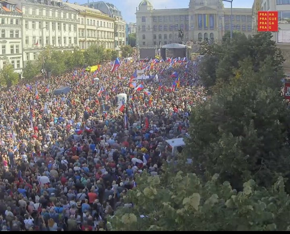 Protivládní demonstrace na Václavském náměstí. (3. září 2022)