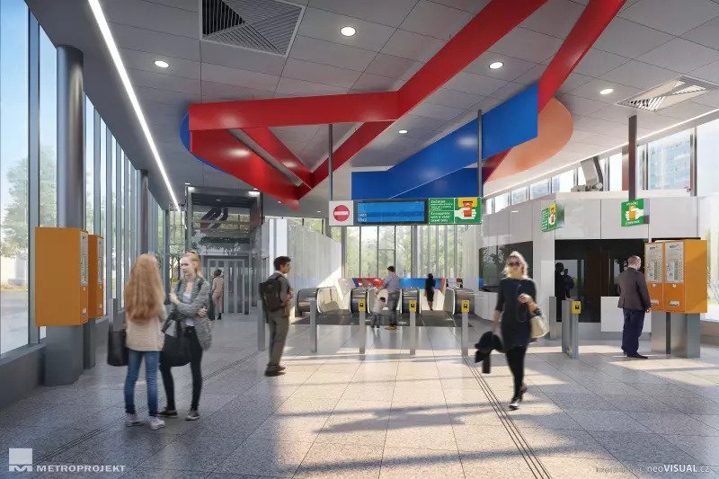 Vizualizace stanice metra D Nové Dvory, 2022.