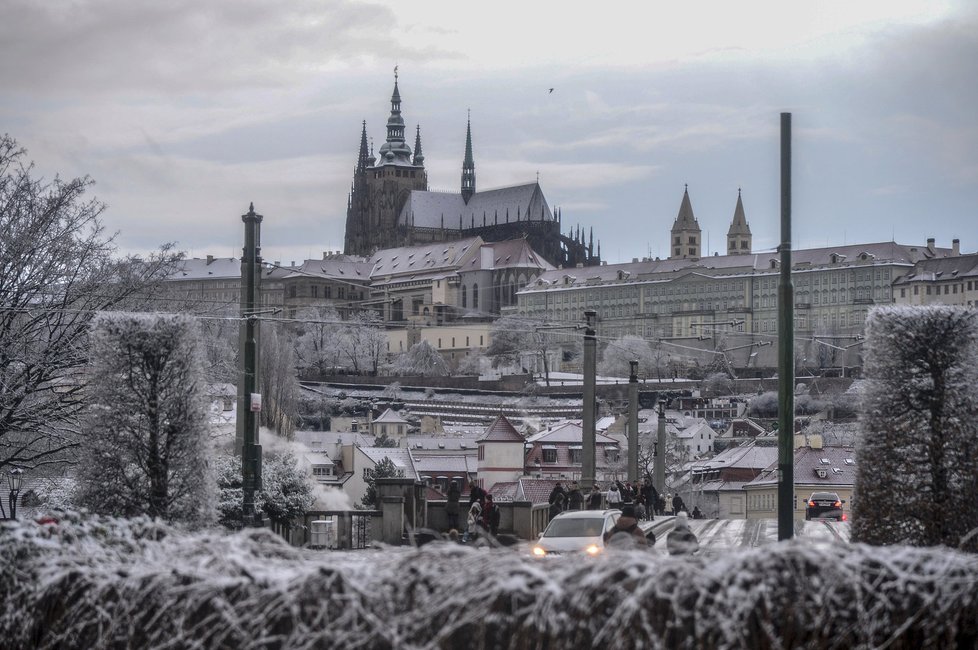 Sněžilo i v Praze (17.12.2017).