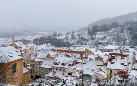 Zimní počasí v Praze. 