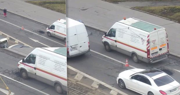 Nasypat asfalt a přejet dodávkou: Způsob opravy silnice namíchl Pražany! „Normální postup,“ říká TSK