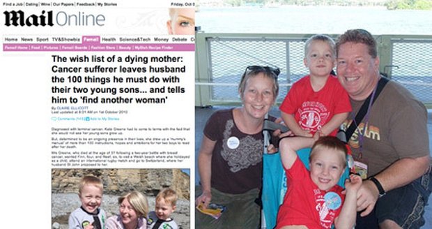 Než matka dvou chlapců zemřela na rakovinu prsu, napsala seznam důležitých věcí a přání...