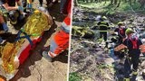 Mladík spadl u Předhradí ze skály: Záchranáři brodili řeku, do akce musel vrtulník