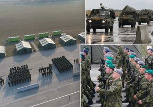 Vojáci trénují na letišti v Bechyni na vojenskou přehlídku, která se uskuteční 28. října.