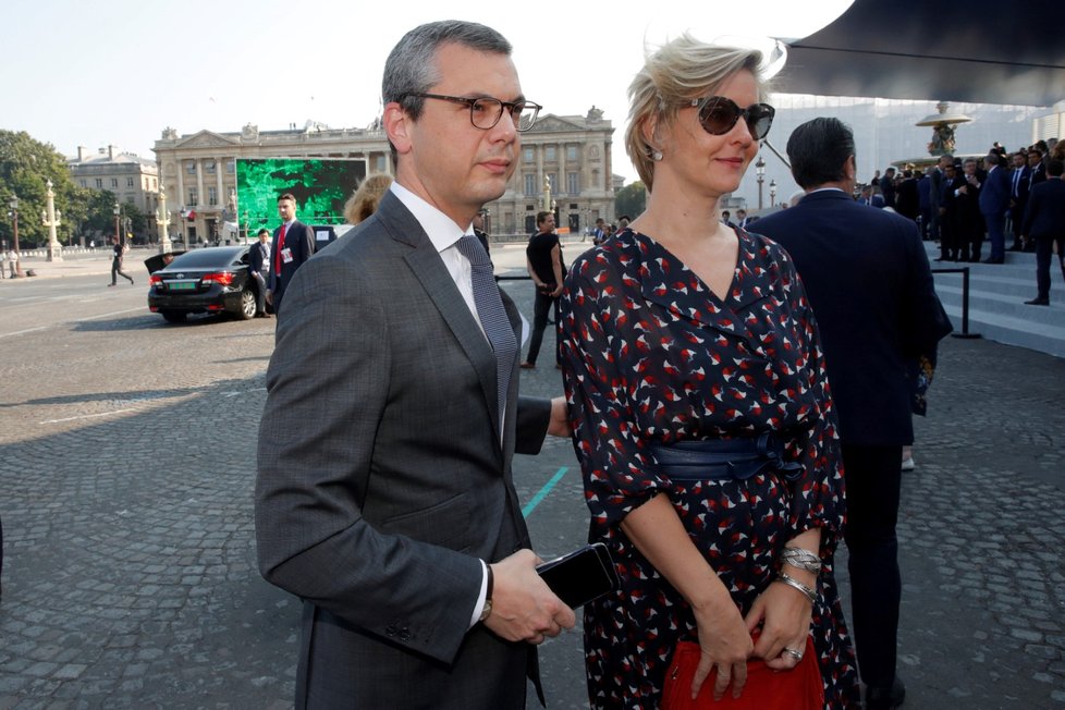 Kancléř francouzského prezidenta Alexis Kohler a jeho žena Sylvie Schirm.