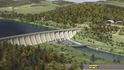 Vizualizace přehrady Nové Heřminovy na Bruntálsku, která by měla stát dvě miliardy korun.