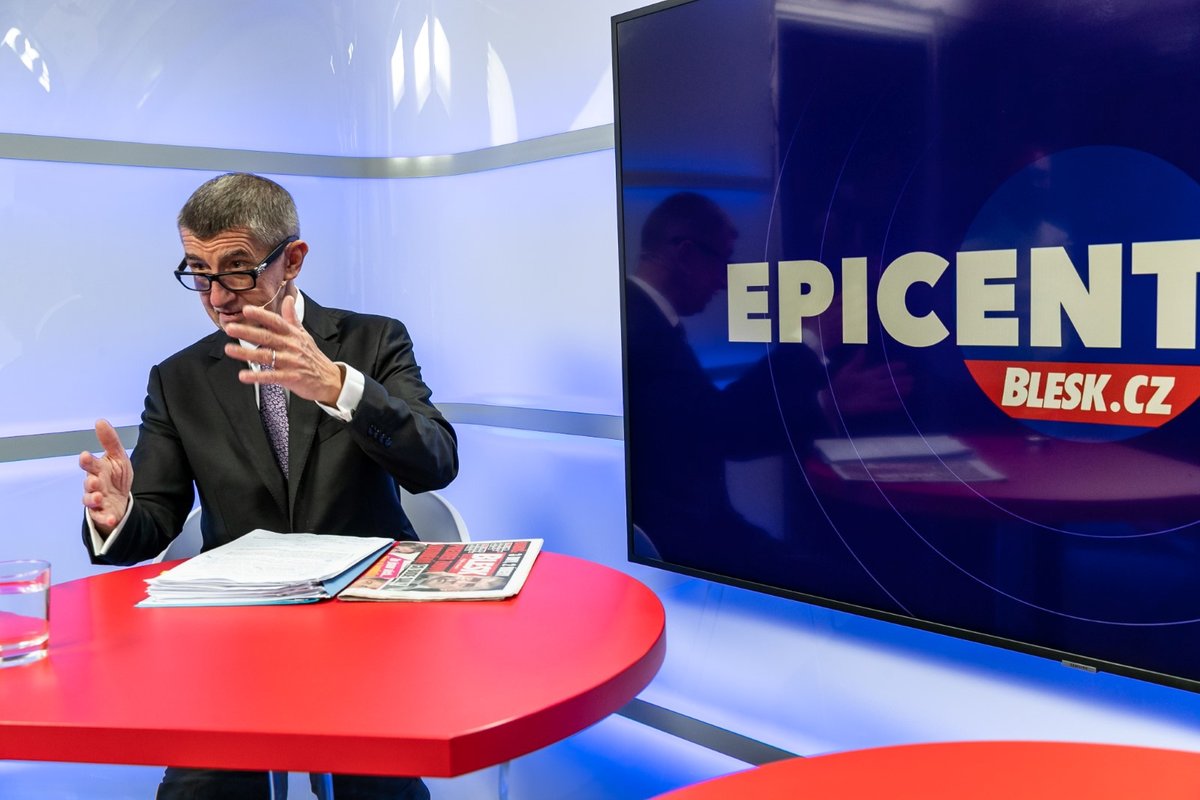 Premiér Andrej Babiš ve studiu Blesku při natáčení pořadu Epicentrum Speciál. (5. 12. 2019)