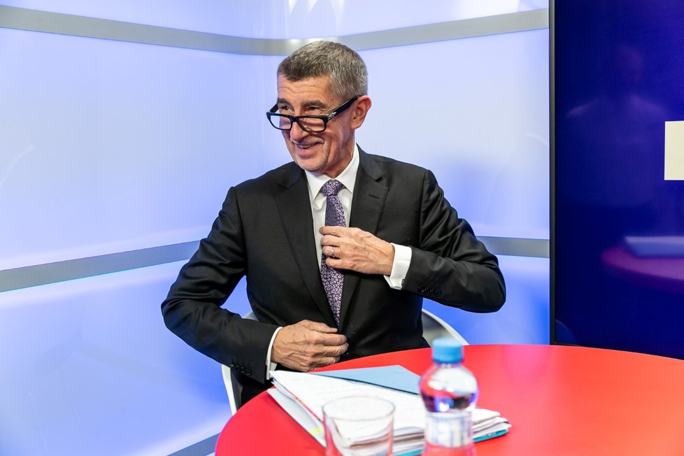 Premiér Andrej Babiš ve studiu Blesku při natáčení pořadu Epicentrum Speciál. (5. 12. 2019)