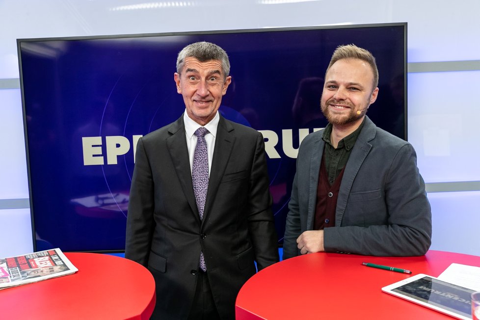 Premiér Andrej Babiš ve studiu Blesku při natáčení pořadu Epicentrum Speciál. (5. 12. 2019)