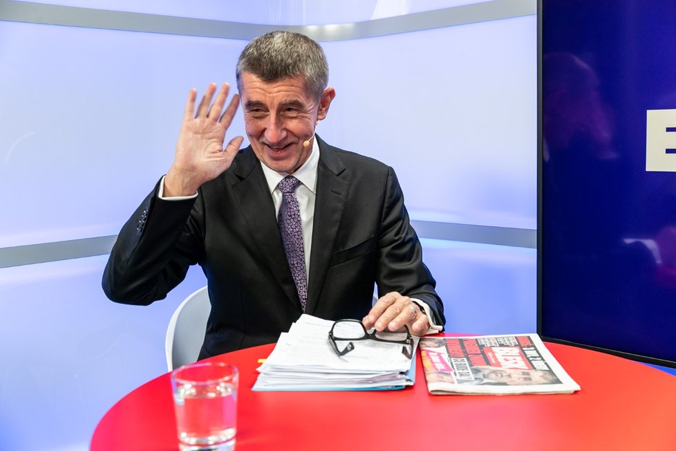 Premiér Andrej Babiš ve studiu Blesku při natáčení pořadu Epicentrum Speciál. (5. 12. 2019)