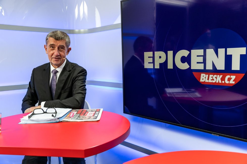 Premiér Andrej Babiš ve studiu Blesku při natáčení pořadu Epicentrum Speciál. (5. 12. 2019)