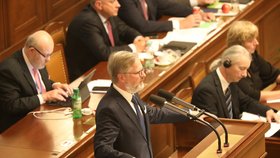 Schůze Sněmovny: Opozice vyvolala hlasování o nedůvěře vlády, na snímku premiér Petr Fiala (ODS) (1.9.2022).