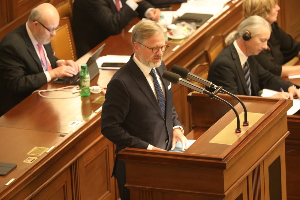 Schůze Sněmovny: Opozice vyvolala hlasování o nedůvěře vlády, na snímku premiér Petr Fiala (ODS) (1.9.2022)