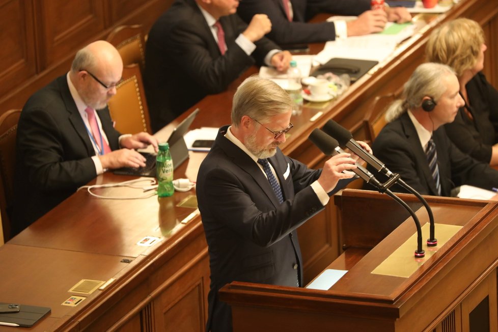 Schůze Sněmovny: Opozice vyvolala hlasování o nedůvěře vlády, na snímku premiér Petr Fiala (ODS) (1.9.2022)