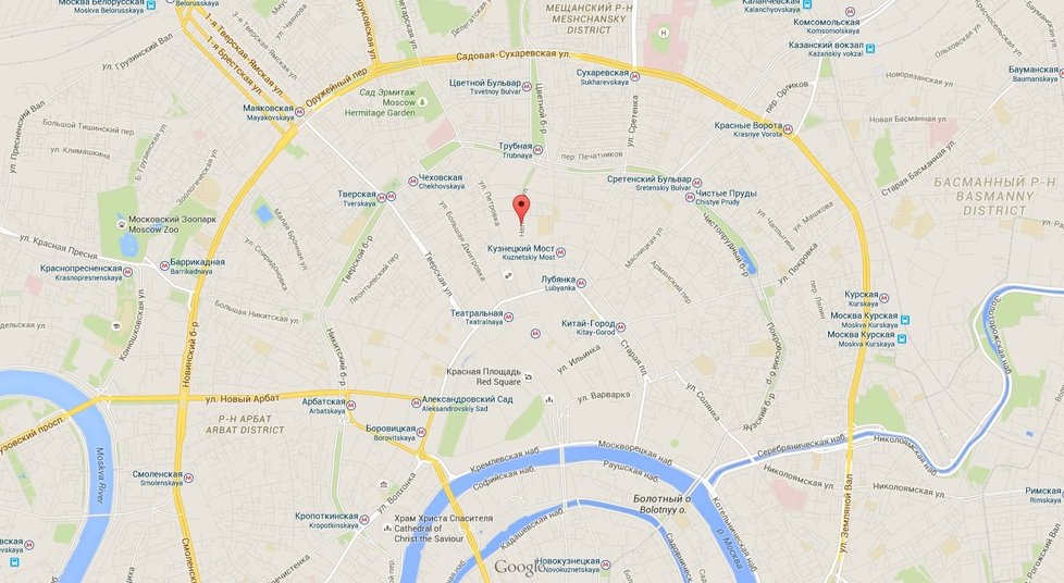 K přepadení zaměstnance českého velvyslanectví došlo údajně v ulici Neglinnaya v Moskvě