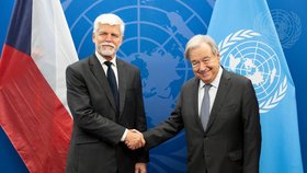 Prezident Petr Pavel a šéf OSN António Guterres (21. září 2026).