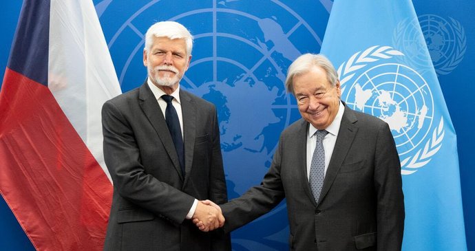 Prezident Petr Pavel a šéf OSN António Guterres (21. září 2026).