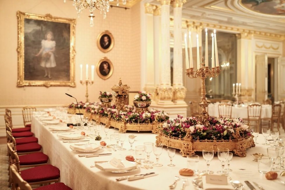 Stůl, u kterého povečeřel i český prezidentský pár. 