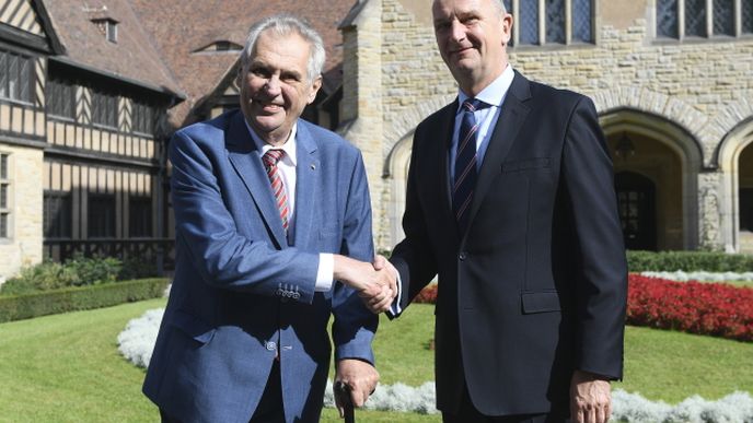 Prezident Miloš Zeman s braniborským premiérem Dietmarem Woidtkem