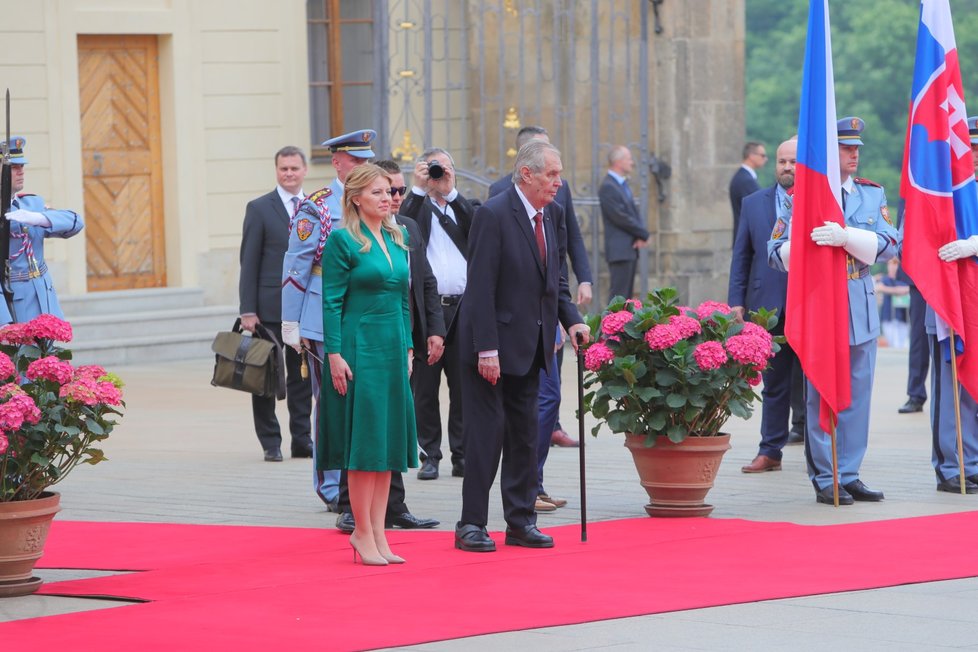 První oficiální návštěva prezidentky Slovenska Zuzany Čaputové v ČR (20. 6. 2019). Přivítal ji prezident Miloš Zeman.