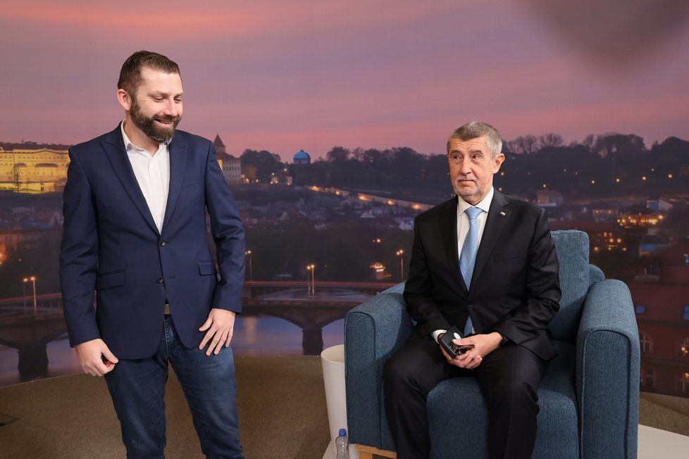 Souboj titánů v Blesku: Superdebata prezidentských kandidátů před 2. kolem voleb. Na snímku expremiér Andrej Babiš (19. 1. 2023).