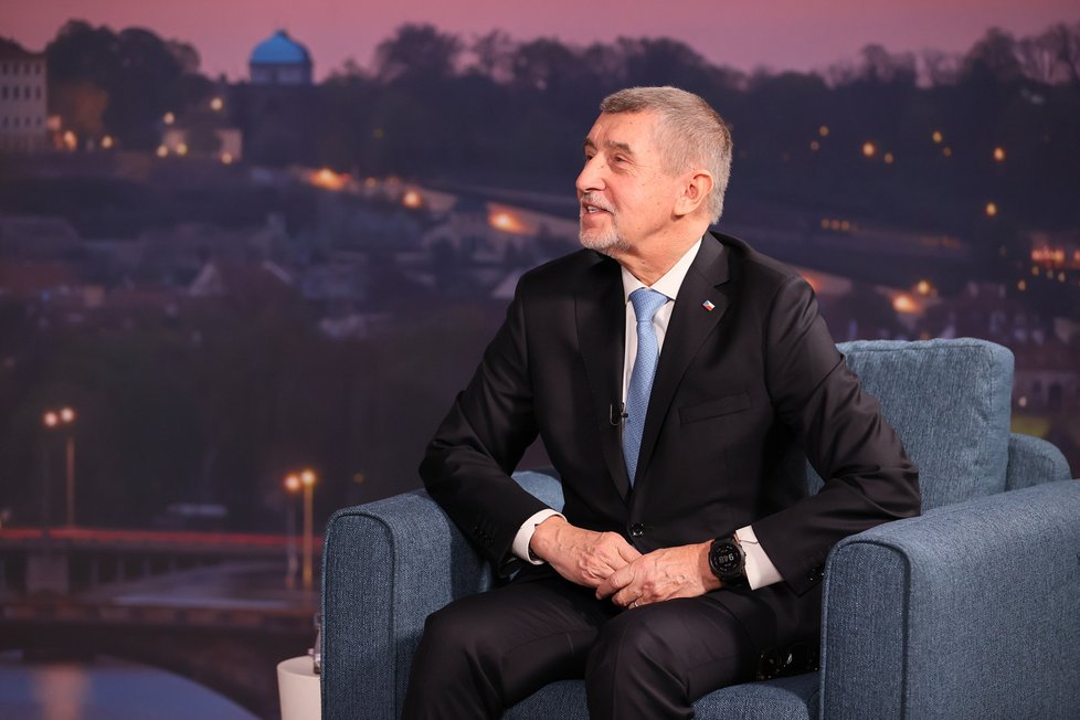 Souboj titánů v Blesku: Superdebata prezidentských kandidátů před 2. kolem voleb. Na snímku expremiér Andrej Babiš (19.01.2023).