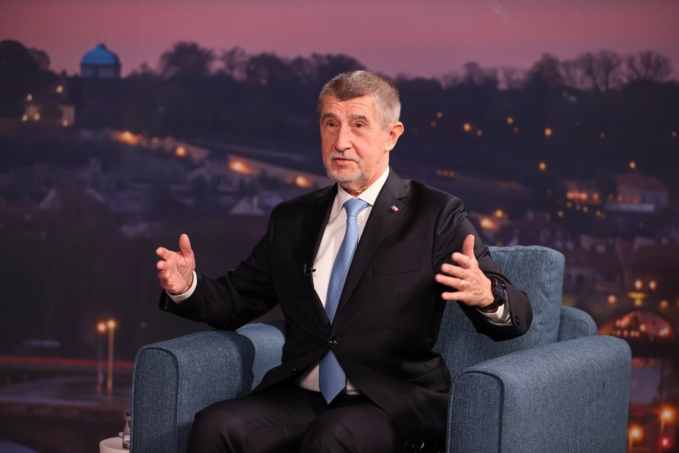 Souboj titánů v Blesku: Superdebata prezidentských kandidátů před 2. kolem voleb. Na snímku expremiér Andrej Babiš, (19.01.2023).