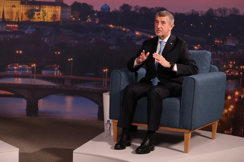 Souboj titánů v Blesku: Superdebata prezidentských kandidátů před 2. kolem voleb. Na snímku expremiér Andrej Babiš, (19.01.2023).