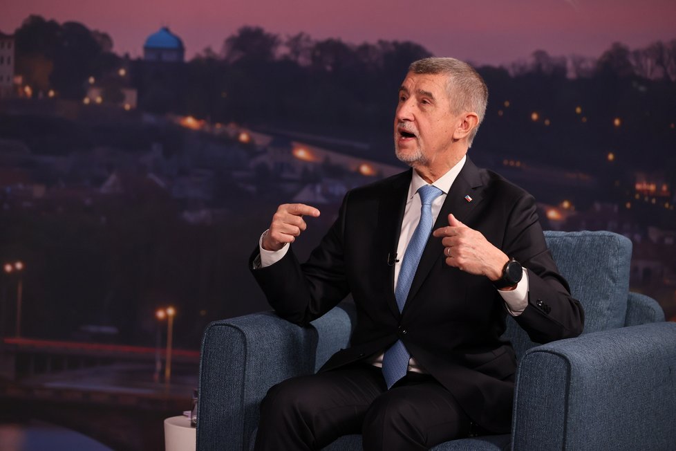 Souboj titánů v Blesku: Superdebata prezidentských kandidátů před 2. kolem voleb. Na snímku expremiér Andrej Babiš, (19.01.2023).